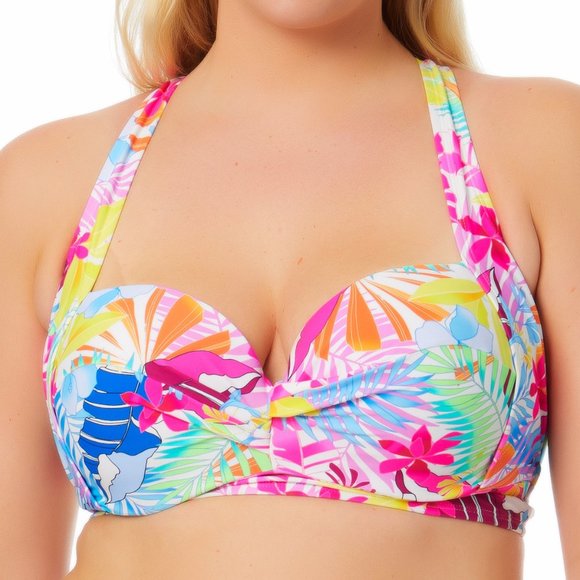 California Waves Trendy Tropical Print Underwire Bikini Top NWT - Picture 1 of 6